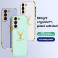 Vantime Luxury 6D Plating Soft Casing Silicone Square Frame Phone Case for Samsung Galaxy S22 Ultra 5G Back Cover. 