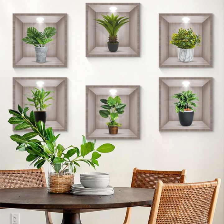 6 Sheets Creative 3D Vases Wall Decal DIY Botanical Wall Art Mural