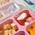 【WEJA】4 Compartments Snack Boxes Wheat Straw Meal Prep Reusable Food Storage Lunch Box for Adults & Kids. 