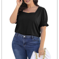 Tops for Women Summer Casual Ruffle Trim Sleeve Square Neck T Shirts. 