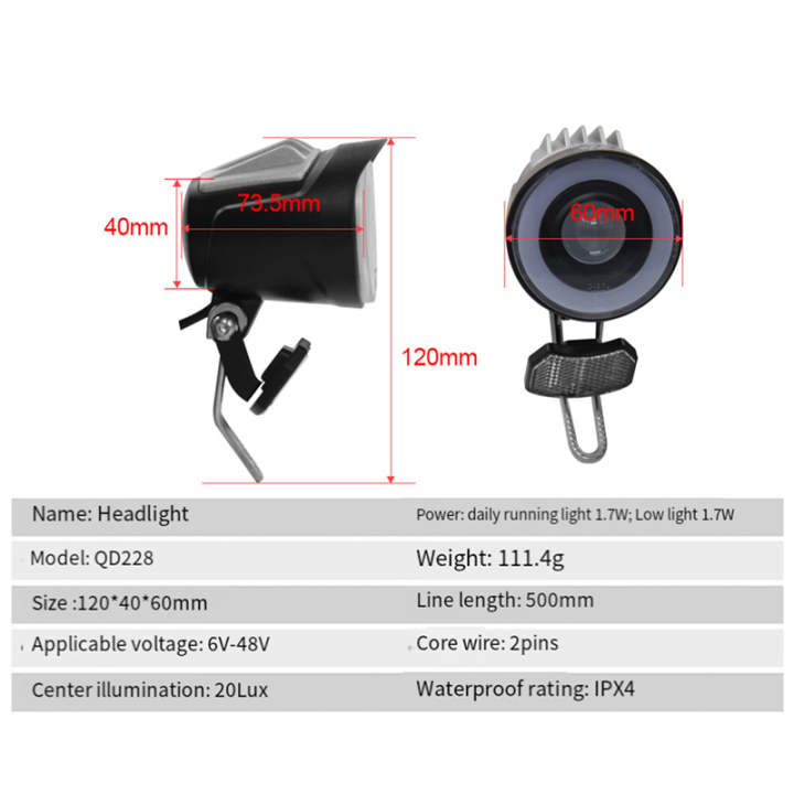 QD228%20LED%20Headlight%20Scooter%20E-Bike%20Waterproof%20Connector%20Front%20Light%20with%20Horn%20Accessories%20-%20Image%203