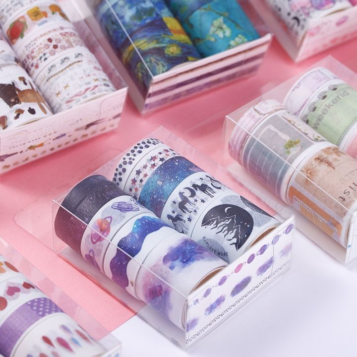 KAVI' S Retro Washi Tape Set Decoratief Antiek Goud Maskertapes Plakband Kleurrijk voor Kunst, DIY Handwerk, Dagboek, Planner, Scrapbook, Verpakking (Reis de Wereld