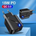 QC 3.0 PD 18W USB Adapter 5V 3A Charger 2 Port Quick Charger Mobile Phone Illuminated 5 V Volt Power Supply Travel Wall US/EU. 