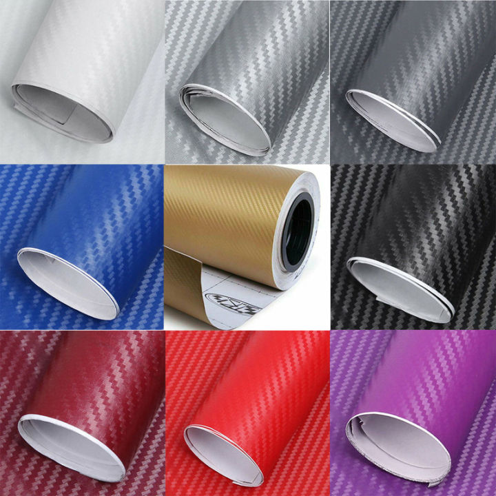 3d Colored Carbon Fiber Sticker Roll Film Wrap Car Motorcycle Diy Styling Vinyl Decal 30cmx127cm