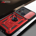 PlusCase for Xiaomi Redmi 12C Phone Casing Slide Lens Armor Case Shockproof Stand Holder Camera Protect Back Cover. 
