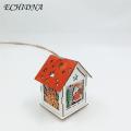 Christmas Tree Ornaments Miniature Led Wooden Christmas House Ornament Battery Powered Xmas Tree Decoration for Southeast Asian Buyers Diy Christmas Decorations. 