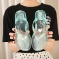 Crystal Flip Flops Women Flat Outdoor Slippers Female Solid Color Home Jelly Color Beach Flip Flops Southeast Asia. 