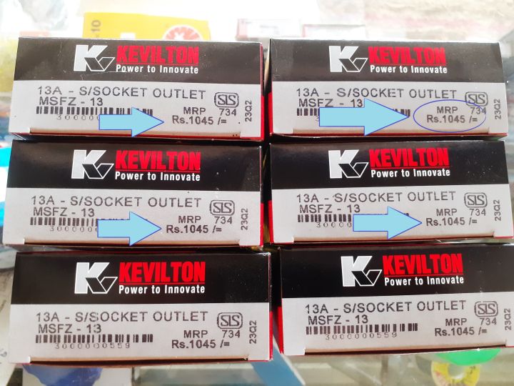 13A Plug Base - Kevilton White Series - 3 Hole Square Pin - Switched  (05) pcs pack