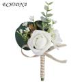 Brooch Fashion Accessory Elegant Flower Shaped Groom Brooch for Wedding Suit Coat Buyers' Favorite Decorative Corsage Pin for Men's Attire Flower Shaped Bridegroom Brooch. 