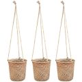 3-Piece Hand-Woven Storage Basket Wicker Hanging Flower Pot Basket Plant Basket Indoor and Outdoor Flower Container. 