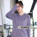 🇲🇾READY STOCK KL Plus Size Cap Hoodie Lady Women Running Yoga Fitness Cool Ice Milk Silk Hiking Top Travel Gym Sportwear Long Sleeve Shirt. 