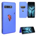 Carbon Fiber Texture Horizontal Flip TPU + PC + PU Leather Case with Card Slot For Asus ROG Phone 3 ZS661KS. 