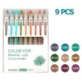 9 PCS Colored Gel Pens Set 0.5 mm Journaling Scrapbook Kawaii Ballpoint Pens Stationery Retractable Pen Office Accessories. 