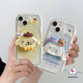 Cartoon Cute Melody Pompom Cinnamoroll Phone Cover Compatible for IPhone 7Plus XR Air 17 16 13 15 11 14 12 Pro Max 8 6 7 6S Plus X XS MAX SE 2020 Lovely 3D Wavy Curved Edge Stand Case. 