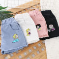 Yfashion Summer Girls Cotton Shorts Denim Princess Embroidered Breathable Shorts For 2-8 Years Old Kids. 