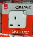 13A Plug Base Orange Electric Casablanca White X5 Series 3 Hole Square Pin Switched Socket Outlet. 
