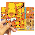 8 Sheets Pokemon Puzzle Stickers Pikachu Psyduck Bulbasaur Anime Cartoon Kids DIY Make A Face Sticker Handicraft Waterproof Decals. 