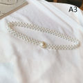 Large Pearl Waist Chain Women's Elastic Belt with Diamond Decoration All-match QUANYIN. 