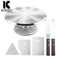KOKKO Cake Stand, 12 Inch Rotating Cake Turntable With 3 Scrapers, Spatula, Cake Shovel, Baking Decorating Supplies For Baking Enthusiasts, Baking Course. 
