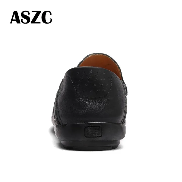 【ZIME】Big Size Men Shoe Fashion Cow Leather Shoes Slip On Men Loafer Non-Slip Rubber Black Shoes For Men★109