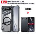 4 in 1 Tecno Spark Slim 4G Shockproof Phone Case With Magnetic Wireless Charging Sticker For Tecno POVA Slim 5G Anti Spy Full Coverage Tempered Glass + Lens Film. 