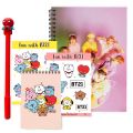 Cute stationeries pack based on BT21 by BTS theme with 2 nos spiral notebooks and 2 nos sticker sheets with fancy pen perfect gift bundle for BTS lovers. 