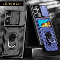 Lereach Case for Samsung Galaxy S22 Ultra Phone Case Camera Armor Protection TPU + PC Ring Light With Card Slot Stand and Phone Holder Shockproof Back Cover. 