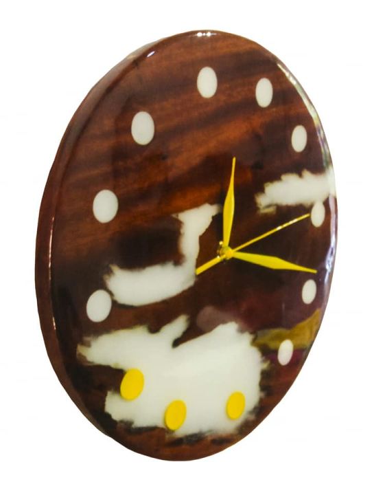 Resin with wood wall clock