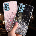 For Samsung Galaxy A23 4G Back Cover Luxury Shiny Glitter Gold Foil Space Starry Cases Clear Soft Silicone Bumper Full Protection Mobile Phone Case for Girls Boy. 