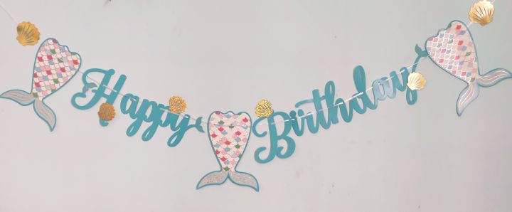 Mermaid Tail Happy Birthday Banner Large Size