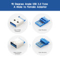 HXSJ Right Angle Usb3.0 Am To Af L Shape Adapter Converter Usb 3.0 A Male To A Female 90 Degree Angle Plug Down. 
