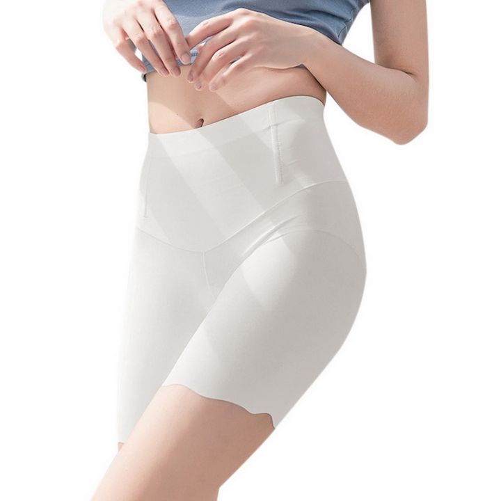 Ice%20Silk%20High%20Waisted%20Women's%20Panties%20Abdomen%20Seamless%20Safety%20Short%20Pants%20Non%20Curling%20Body%20Shapewear%20Belly%20Shaper%20Shorts%20Drop%20-%20Image%204