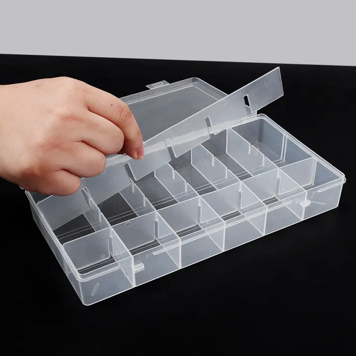 18/24%20Grids%20Plastic%20Jewellery%20Organizer%20Box%20Adjustable%20Dividers%20Portable%20Clear%20Jewelry%20Storage%20Box%20-%20Image%2010