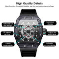 LouisWill Watches Fashion Men Watches Business Casual Wristwatches Silicone Strap Quartz Watch Luminous Watch Skeleton Dial Watch 3ATM Waterproof Watch With Calendar Luminous Pointers. 