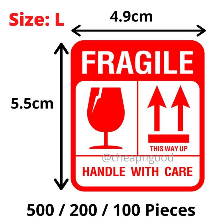 Fragile Sticker English 500 / 200 / 100 Stickers For Daraz Packaging