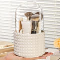 Large capacity transparent rotating pen holder Acrylic dust brush barrel with lid 360 rotating desktop cosmetic storage box. 