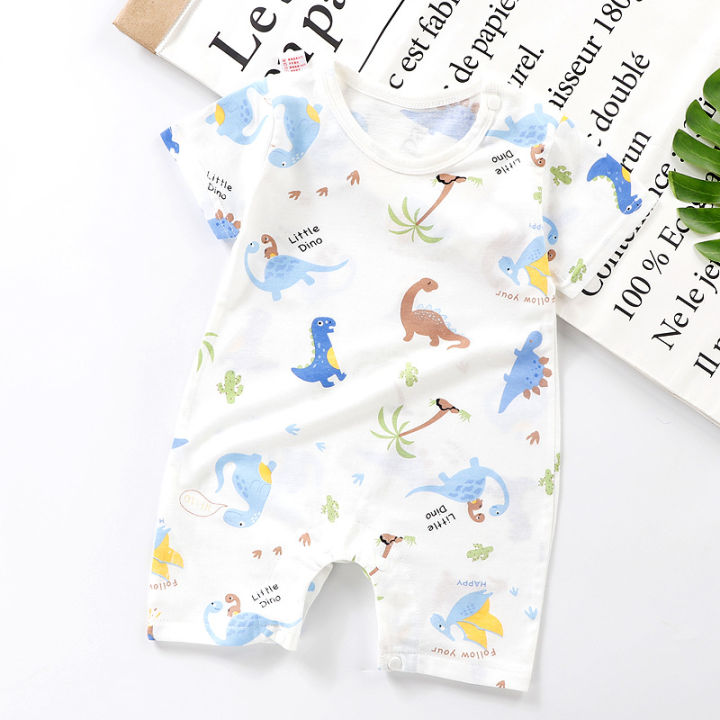 【Fullyoung_520 Store】Cartoon Printed Romper - Breathable Soft Short Sleeve Jumpsuits