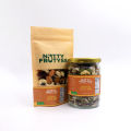 Energy Trail Mix by Nutty Frutyss - Almonds (Tree nuts), Cashew Nuts (Tree nuts), Sunflower Seeds, Pumpkin Seeds, Raisins, Dried Cranberries, Dark Chocolate Chips, Salt. 