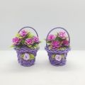 Mini Miniature Flower Basket Small Bouquets Decoration Showpiece for Home Deco Christmas Decoration (4 Colors) - Beautiful Eye Catching, Classic Design. 