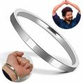 Stainless Steel Men's Fashion Bangle 2.75 Inches Diameter Silver Round Simple Trendy Jewelry for Boys Lovers and Husband Gifts. 