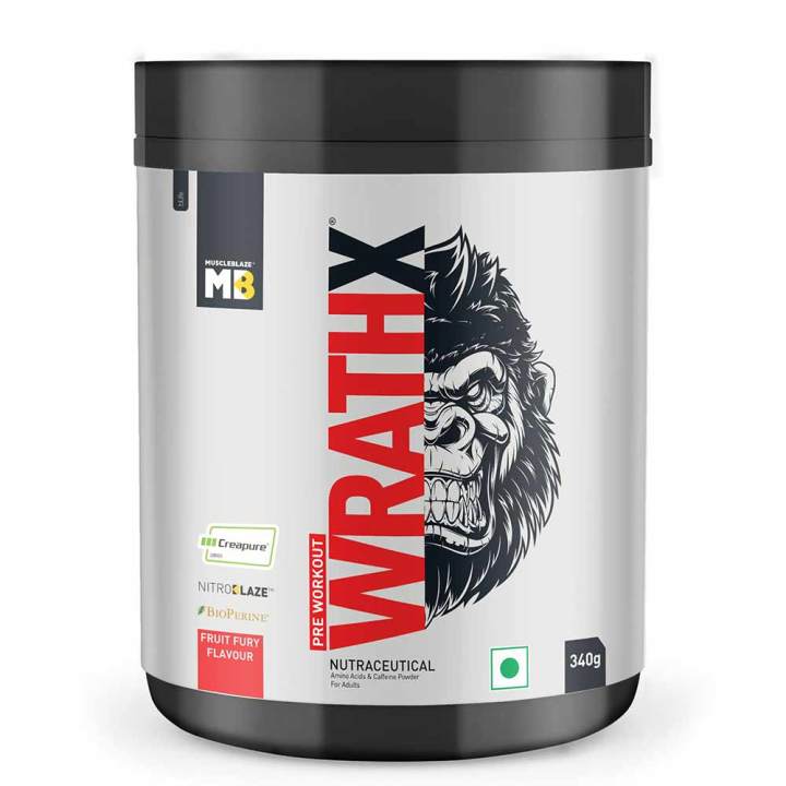 MuscleBlaze Pre Workout WrathX, 340 g (0.75 lb).