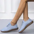 【ALLGOOD】Spring Women Flat Shoes  Handmade Sewing   Cow-muscle Soft Bottom Daily  Up Women Casual Shoes. 