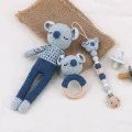 Handmade Crochet Baby Gift Set – 03 Piece | Soft Plush Toy, Teething Ring With Pacifier Clip. 
