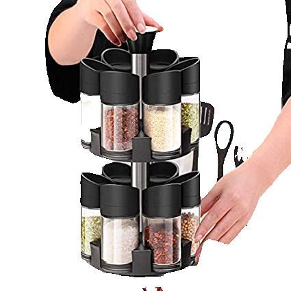 Spice Rack 12 pcs rotating spice rack double laye 360 rotating Spice ...