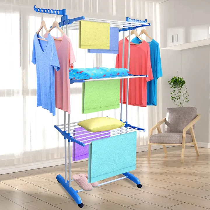 Steel Racks Daraz Three (3) Layer Powder Coating Steel Cloth Rack | Daraz.lk