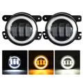 4 Inch Angel Eyes LED Fog Light Car Front Foglight 15000LM Replacement Auto Lamp DRL Driving Fog Lamp for Offroad. 