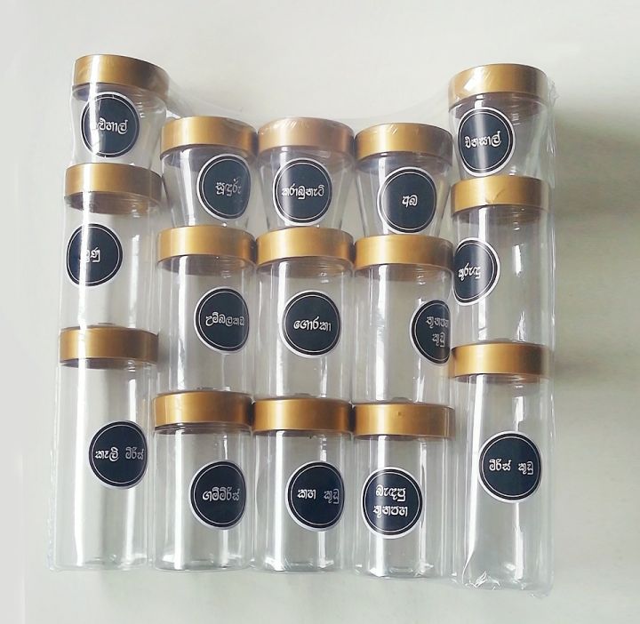 Spicy Bottle Transparent -15 Pcs Set Medium Size / Plastic Spicy Bottle Set with labels