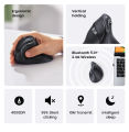 UGREEN MU008 Vertical Ergonomic Mouse, Bluetooth & 2.4G, Quiet clicks, 5 Buttons, 4000 DPI Wireless Mouse 4 Adjustable DPI, Silent Mouse for Laptop, Mac, Chromebook, PC, Windows, Black. 