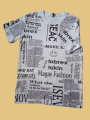 Newspaper Printed T Shirt for Men Large Black White. 