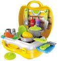 Smart craft Ultimate Kid Chef Bring along Kitchen Cooking Suitcase (27 Pieces) Luxury Kitchen Set Cooking Toy with Briefcase and Accessories Plastic Kitchen Food Play Set for Girls & Boys. 